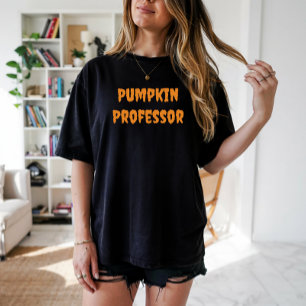 Pumpkin Professor Orangenlehrer Typografie T-Shirt