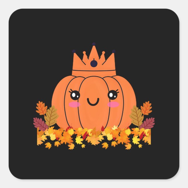 Pumpkin Queen | Fall-ästhetisches Halloween-Shirt Quadratischer Aufkleber (Vorderseite)