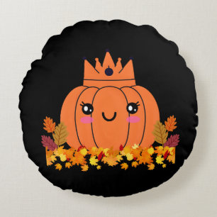Pumpkin Queen Fall-ästhetisches Halloween-Shirt Rundes Kissen