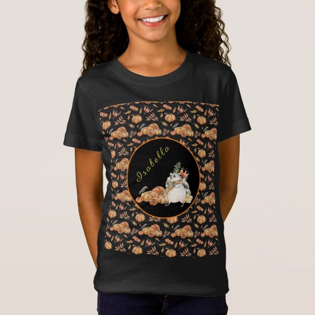 Pumpkin Raccoon Anpassen von Text und Farbe T-Shirt (Vorderseite)