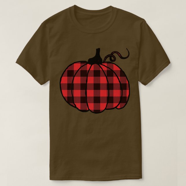 Pumpkin Red Buffalo Kariertes Muster Herbst Herbst T-Shirt (Design vorne)