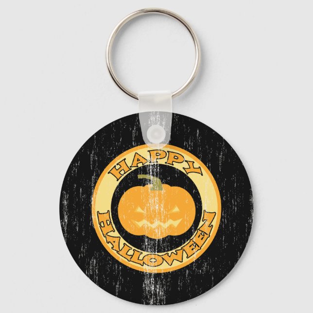 Pumpkin Retro Halloween Schlüsselanhänger (Vorderseite)
