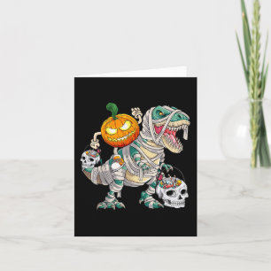 Pumpkin Riding Mummy Dinosaur T rex Halloween Spaß Karte