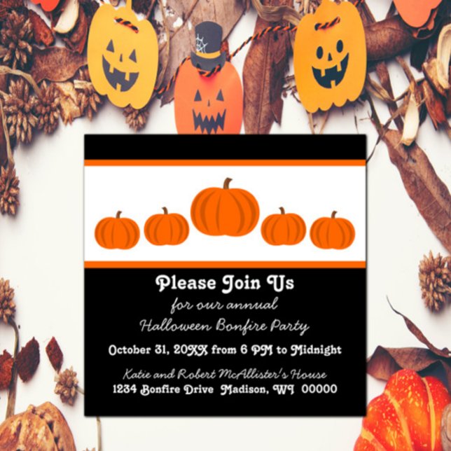 Pumpkin Row Halloween-Party Einladung (Pumpkin Row Halloween Party Invite)