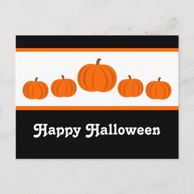 Pumpkin Row Halloween Postcard Postkarte (Vorderseite)