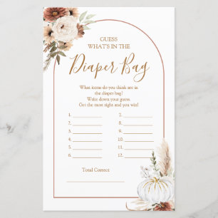 Pumpkin Rustic Boho Fall Liebe Windeln Tag Game