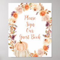 Pumpkin Rustic Floral Bitte Unterschreiben Sie uns