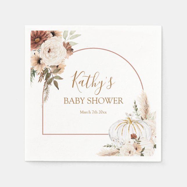 Pumpkin Rustikale Boho Arch Fall in Liebe Papier Serviette (Vorderseite)