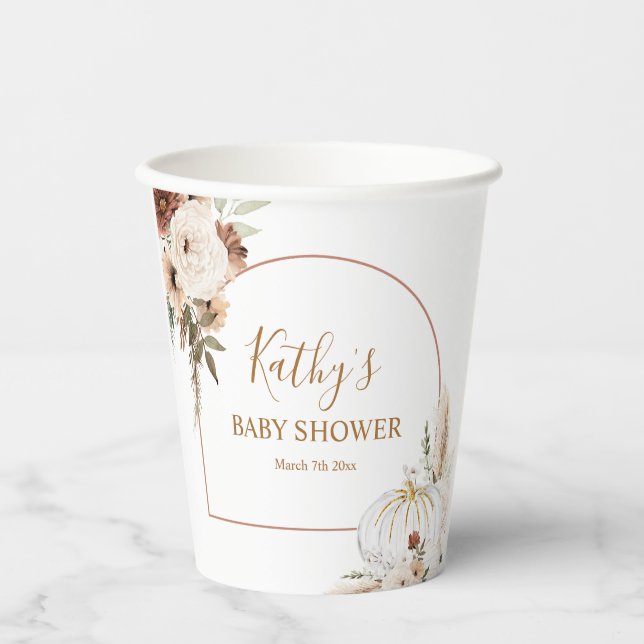 Pumpkin Rustikaler Boho Arch Fall in Liebe Pappbecher (Vorderseite)