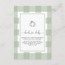Pumpkin Sage Green Gingham Book Request Card