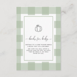 Pumpkin Sage Green Gingham Book Request Card Begleitkarte