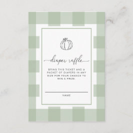 Pumpkin Sage Green Gingham Diaper Raffle Ticket Begleitkarte