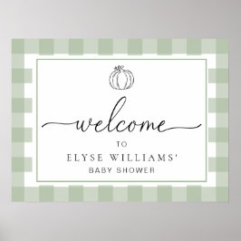 Pumpkin Sage Green Gingham Willkommen Poster