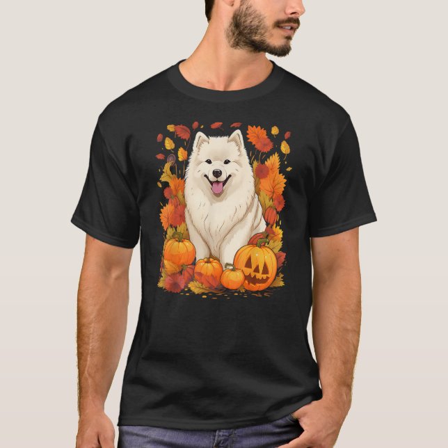 Pumpkin Samoyed Dog Halloween Thanksgiving T-Shirt (Vorderseite)