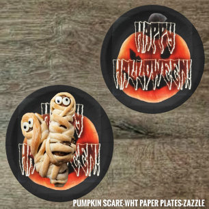 Pumpkin Scare-Wht Pappteller