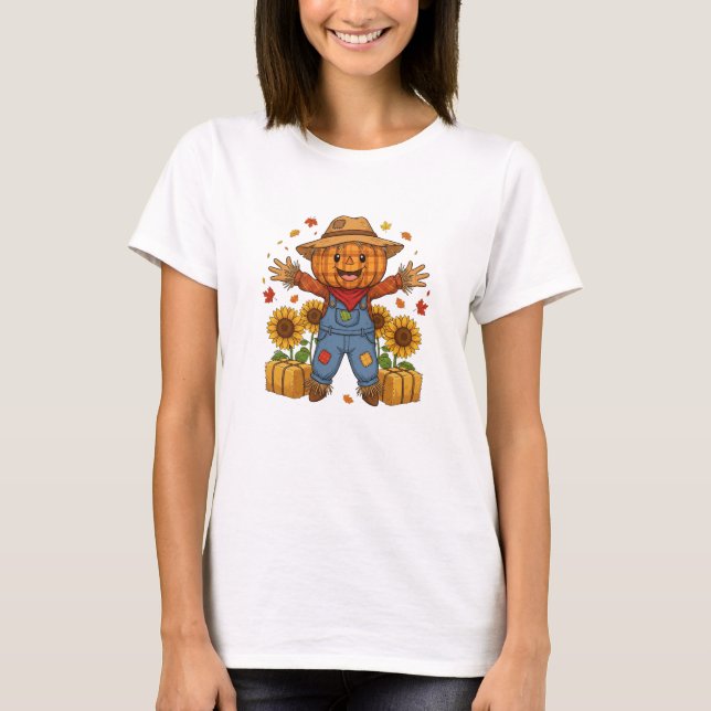 Pumpkin Scarecrow Sonnenblumen Fall Shirt (Vorderseite)