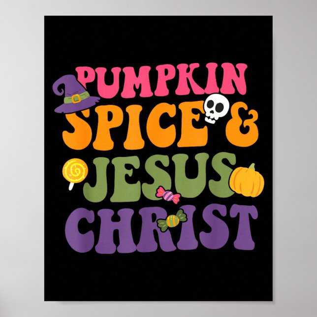 Pumpkin Sce &amp; Je-sus Christ Funny Christian Ha Poster (Vorne)