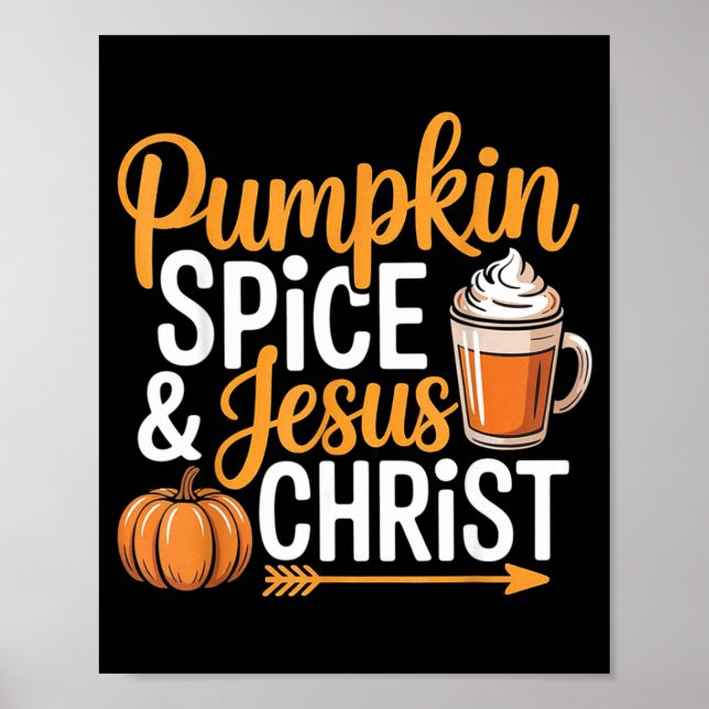 Pumpkin Sce And Jesus Christ Christian Fall Autumn Poster (Vorne)