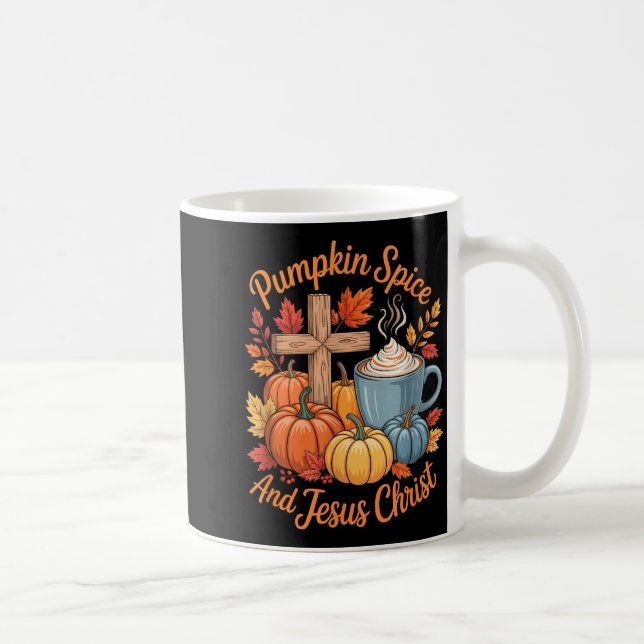 Pumpkin Sce And Jesus Christ Funny Fall Christian  Kaffeetasse (Rechts)
