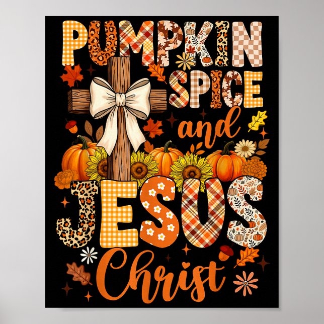 Pumpkin Sce And Jesus Christ Funny Fall Christian  Poster (Vorne)