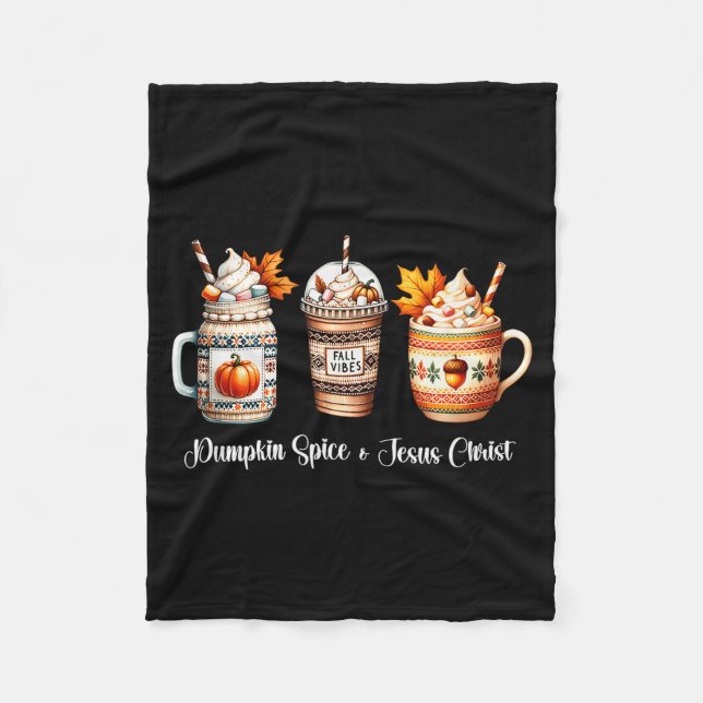 Pumpkin Sce And Jesus Christ Women Christan Fall C Fleecedecke (Vorderseite)