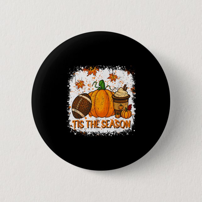 Pumpkin Sce Football Tis The Season Fall Thanksgiv Button (Vorderseite)