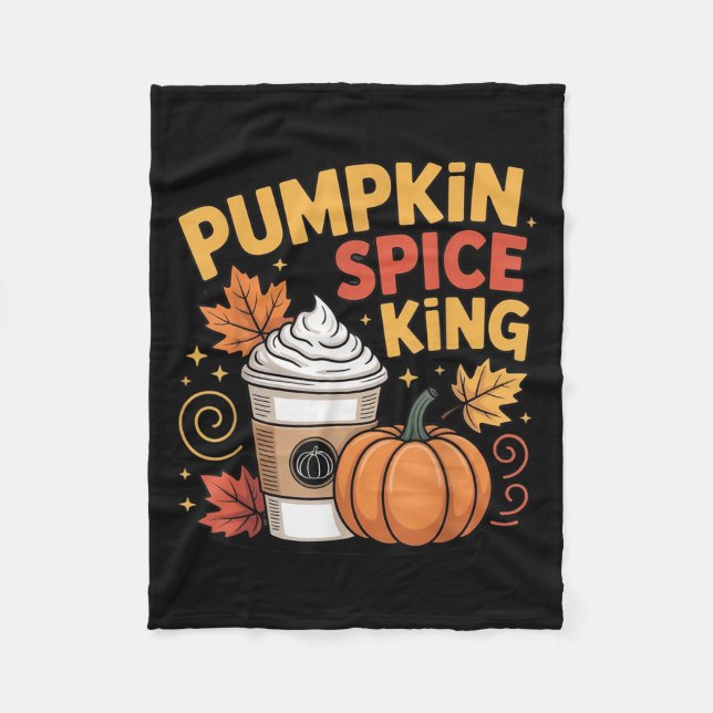 Pumpkin Sce King Niedlich Fall Coffee Design Fleecedecke (Vorderseite)