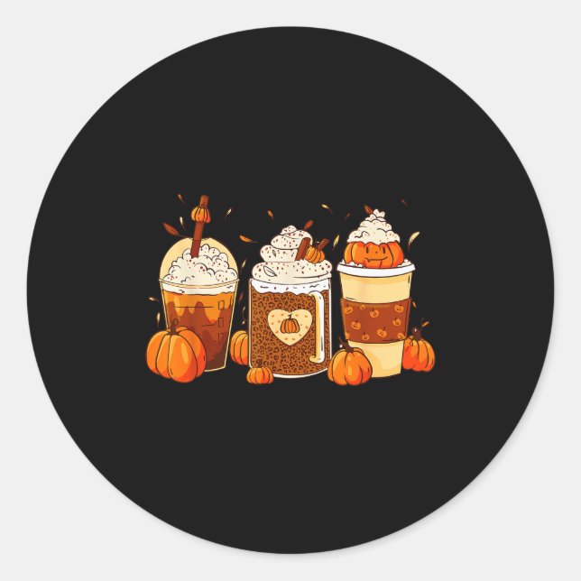 Pumpkin Sce Latte Fall Coffee Thanksgiving Shirt F Runder Aufkleber (Vorderseite)