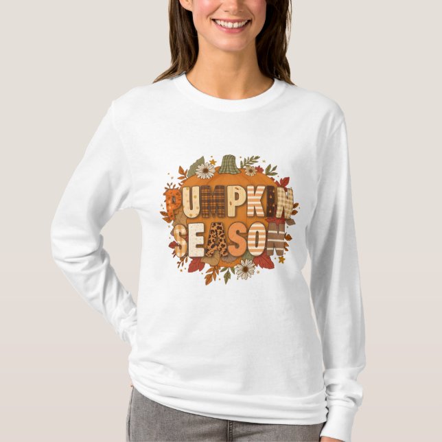  Pumpkin Season – Autumn Flowers & Cozy T-shirt (Vorderseite)