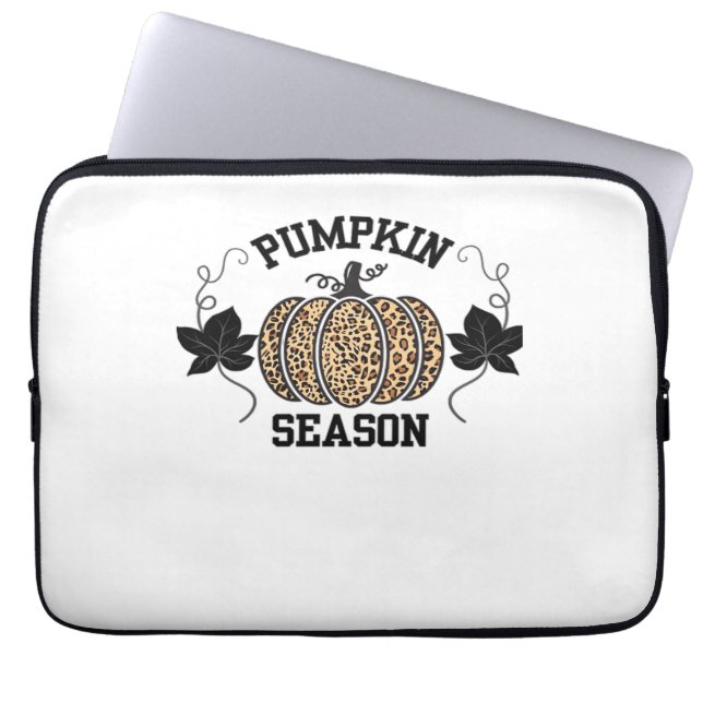 Pumpkin Season Cheetah Print Pumpkin Fall Design Laptopschutzhülle (Vorderseite)