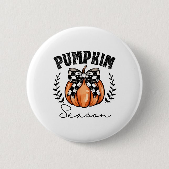 Pumpkin Season Coquette Pumpkin Bow Halloween Spoo Button (Vorderseite)