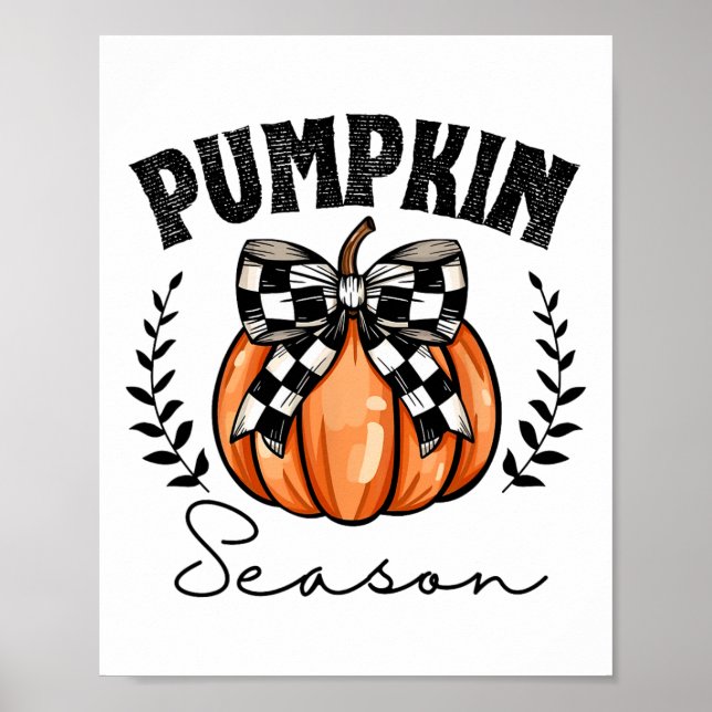Pumpkin Season Coquette Pumpkin Bow Halloween Spoo Poster (Vorne)