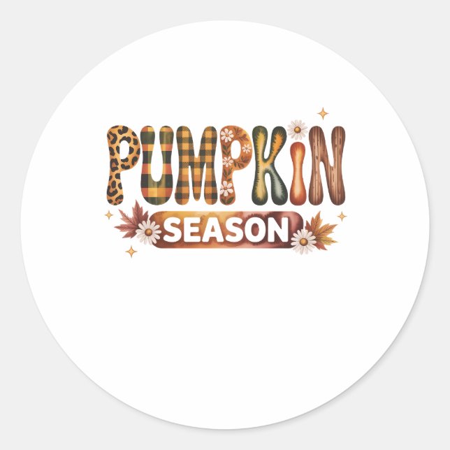 Pumpkin Season Fall Boho Runder Aufkleber (Vorderseite)