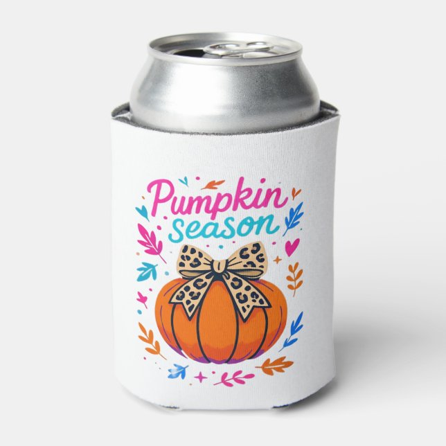 Pumpkin Season Leopard Bow Design � Cute Fall Aest Dosenkühler (Kanne Vorderseite)