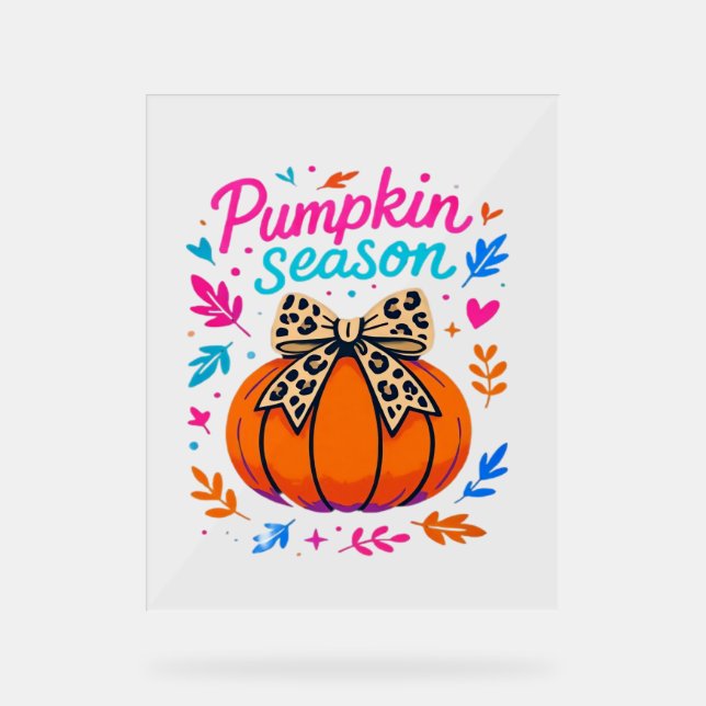 Pumpkin Season Leopard Bow Design - Niedliches Fal Acrylschild (Vorderseite)