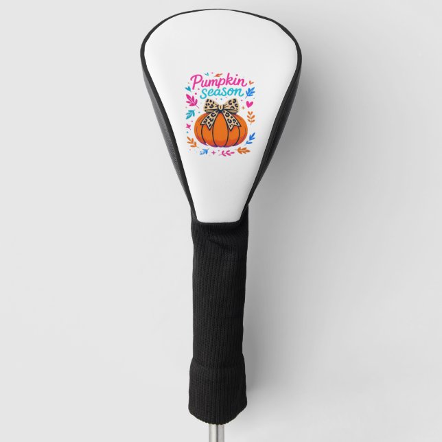 Pumpkin Season Leopard Bow Design - Niedliches Fal Golf Headcover (Vorderseite)