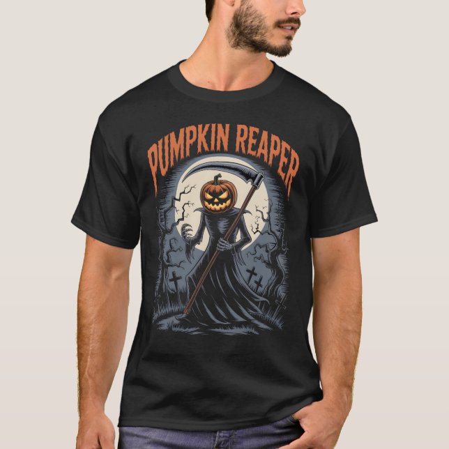 Pumpkin Sensenmann Gothic Halloween Grim Sensenman T-Shirt (Vorderseite)