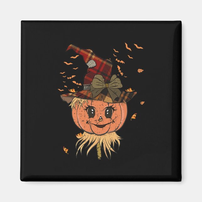 Pumpkin Sensenmann Kopf und Fall Vintagen Hallowee Magnet (Vorne)
