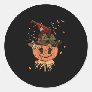 Pumpkin Sensenmann Kopf und Fall Vintagen Hallowee Runder Aufkleber