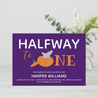 Pumpkin Shark 6 Monate Baby Halbgeburtszeit Einladung