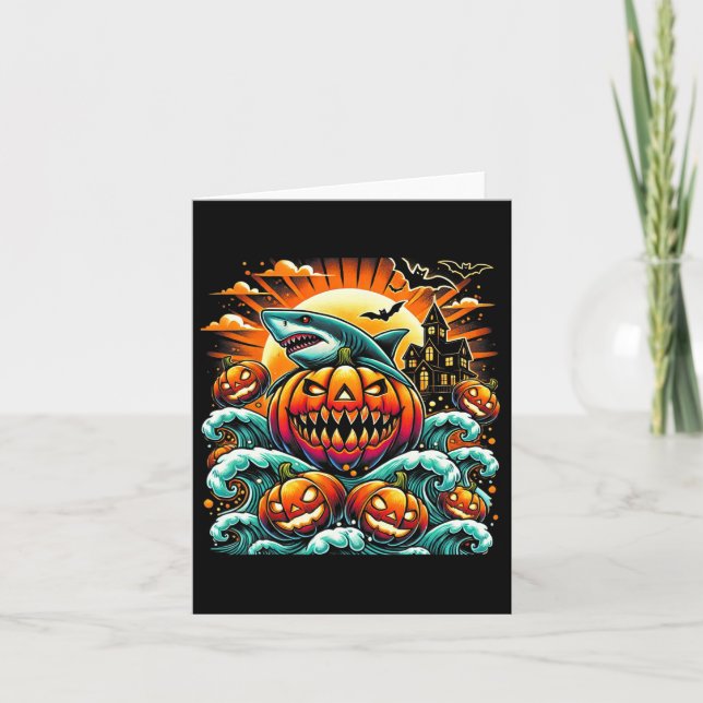 Pumpkin Shark Halloween Karte (Vorderseite)