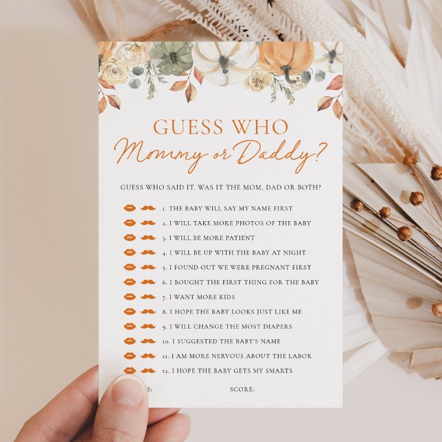 Pumpkin Shower Guess Wer Mama oder Daddy Game (Von Creator hochgeladen)