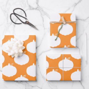 Pumpkin Silhouette Muster Orange White Geschenkpapier Set