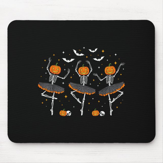 Pumpkin Skeleton Ballerinas Ballet Dance Girls Hal Mousepad (Vorne)