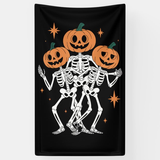 Pumpkin Skeleton Halloween Pumpkin Spooky Jahresze Banner (Vertikal)