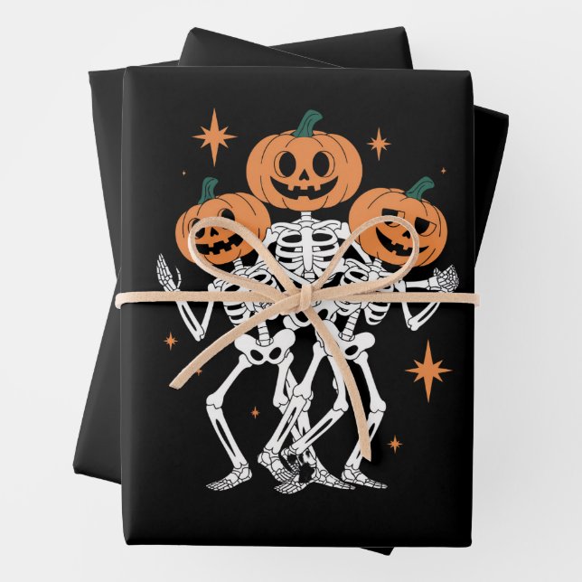 Pumpkin Skeleton Halloween Pumpkin Spooky Jahresze Geschenkpapier Set (Beispiel)