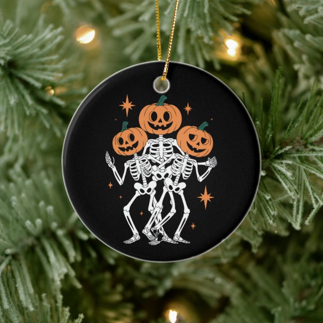 Pumpkin Skeleton Halloween Pumpkin Spooky Jahresze Keramik Ornament (Baum)
