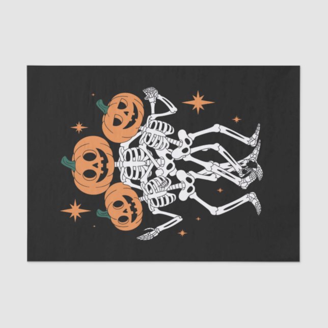 Pumpkin Skeleton Halloween Pumpkin Spooky Jahresze Seidenpapier (Vorderseite)