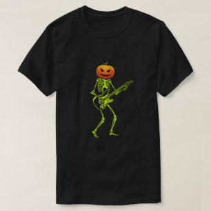 Pumpkin Skeleton Play Gitarre Luminöse Kostümhalle T-Shirt
