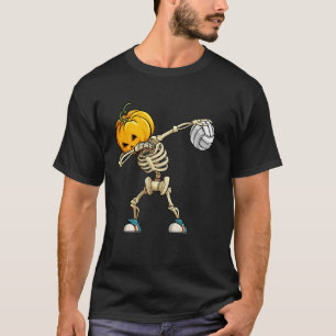 Pumpkin Skeleton Women Men Volleyball Player Hallo T-Shirt